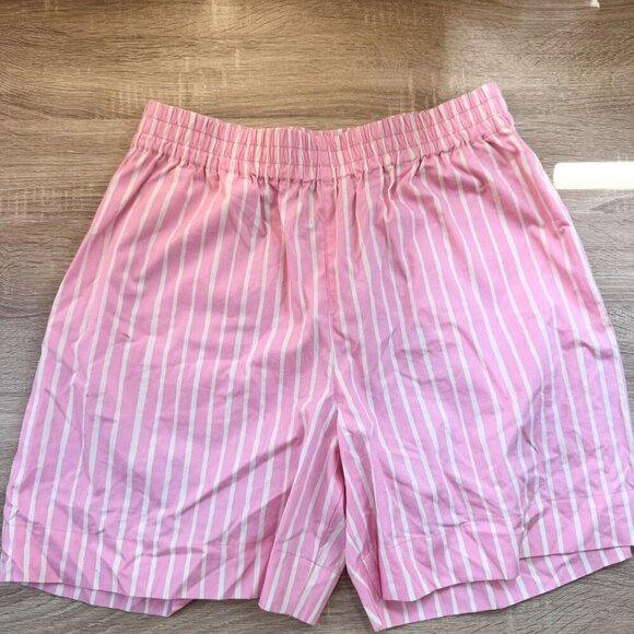 New Marimekko Jokapoika Shorts Pink White Striped Long Boxer Shorts Size Large - Picture 8 of 12